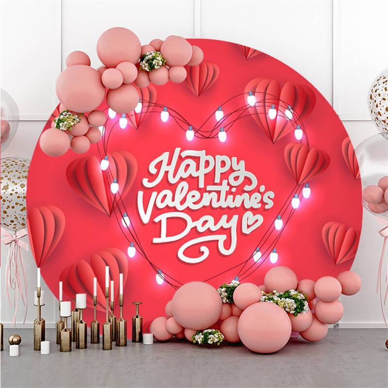 Lofaris Red Love Custom Circle Happy Valentines Day Backdrop