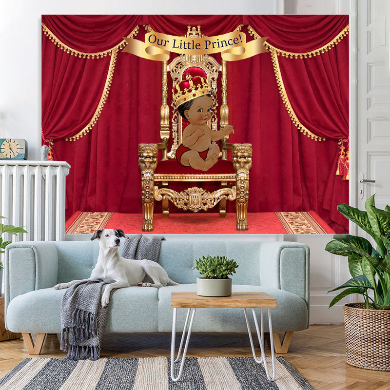 Lofaris Red Our Little Prince Baby Shower Backdrop For Boy
