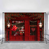 Lofaris Red Rose And Love Light Brick Theme Wedding Backdrop