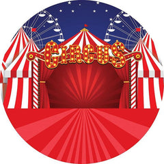 Lofaris Red Stage Ferris Wheel Round Happy Birthday Backdrop