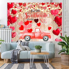 Lofaris Red Sweetheait And Car 1st Happy Birthday Backdrop