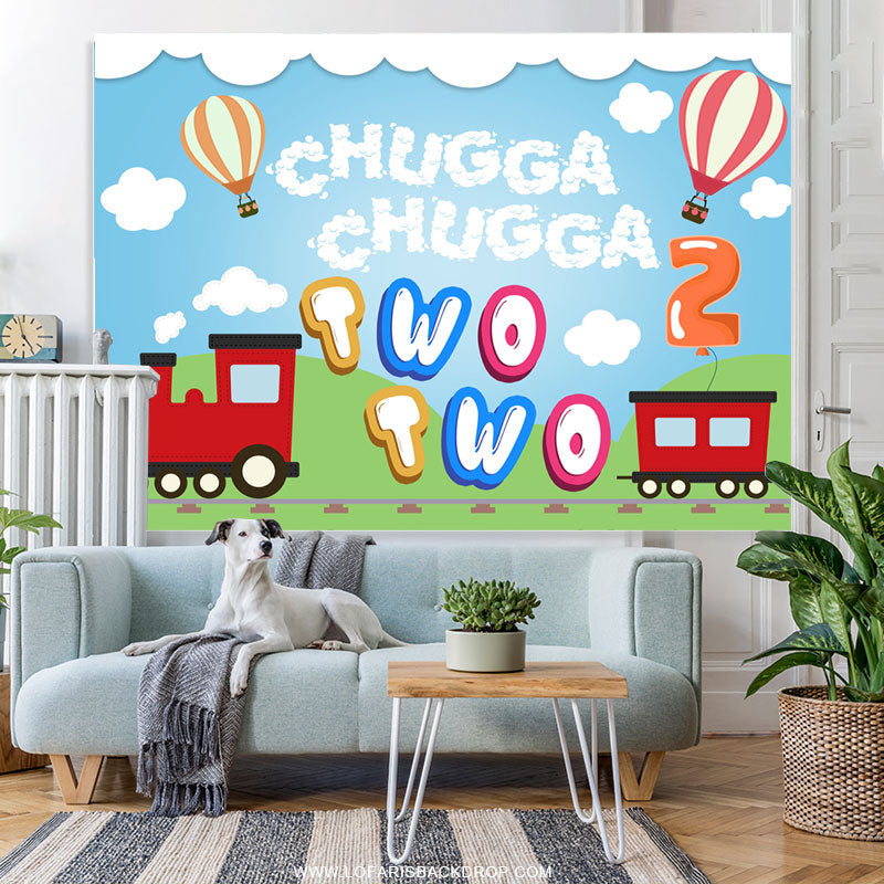 Lofaris Red Train And Chugga Happy 2nd Birthday Party Backdrop