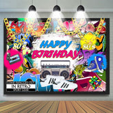 Lofaris Retro Hip Pop Urban Graffiti Happy Birthday Backdrop