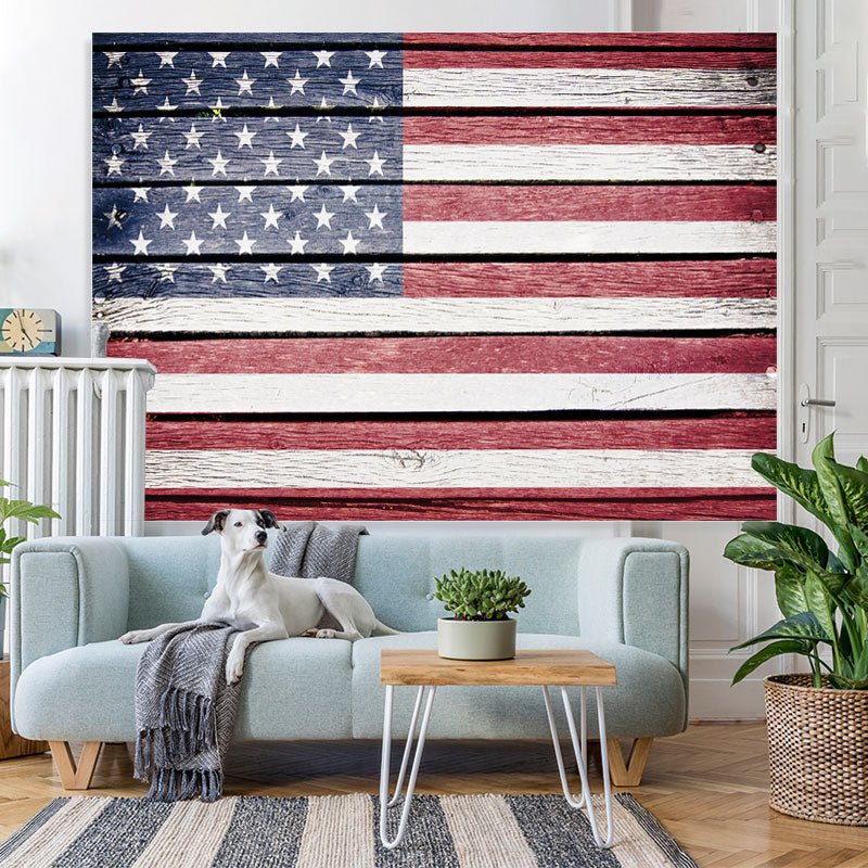 Lofaris Retro The US Flag Simple Wood Backdrop For Decoration