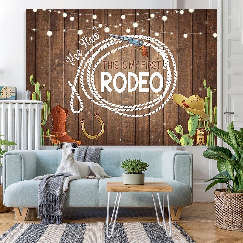 Lofaris This Is My First Rodeo Birthday Photoshoot Backdrop