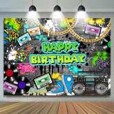 Lofaris Rock Hip Hop Classic Happy Birthday Party Backdrop
