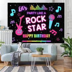 Lofaris Rock Star Music Starry Black Happy Birthday Backdrop