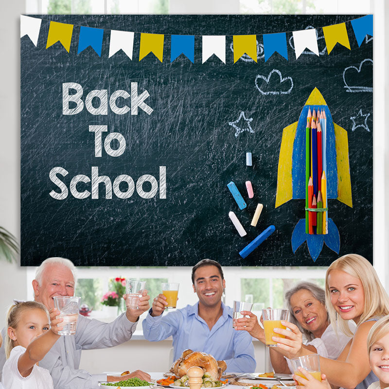 Lofaris Rocket Pencils Chalkboard Back to School Photo Backdrop