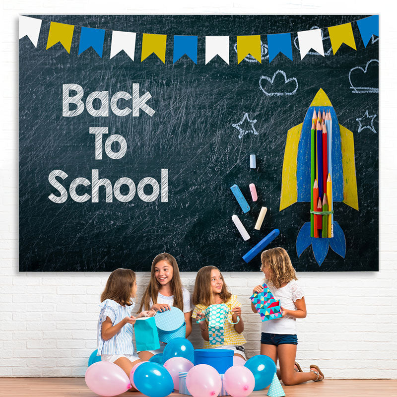 Lofaris Rocket Pencils Chalkboard Back to School Photo Backdrop