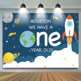 Lofaris Rocket space theme first birthday party Backdrop