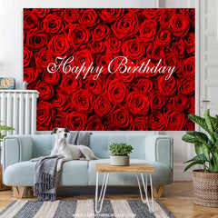 Lofaris Romantic Floral Roses Happy Birthday Backdrop