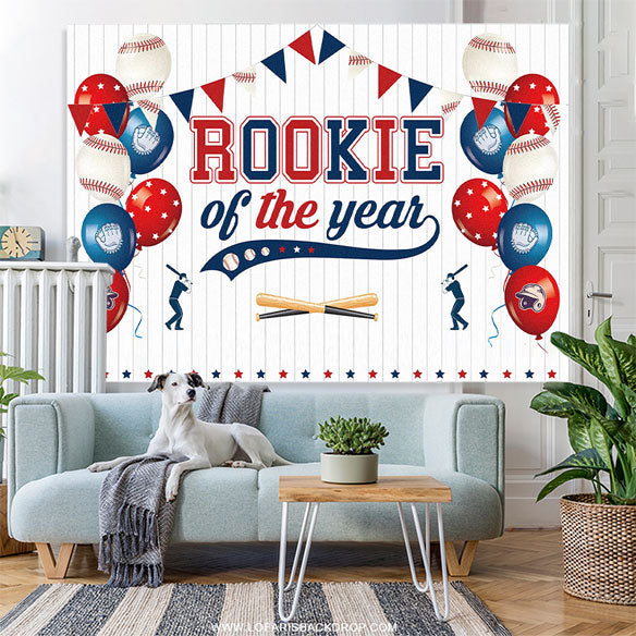 Lofaris Rookie of the Year Baseball Boys Birthday Backdrop