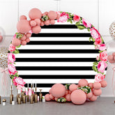 Lofaris Rose Black And White Stripe Birthday Circle Backdrop