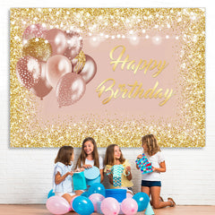 Lofaris Rose Gold and Glitter Birthday Backdrop for Girl