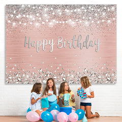 Lofaris Rose Gold And Silver Bokeh Happy Birthday Backdrop