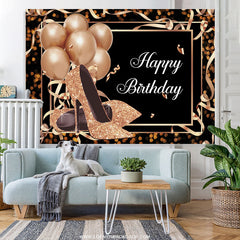 Lofaris Rose Gold Balloons Glitter Heels Birthday Backdrop