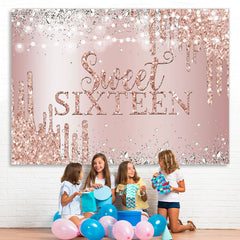 Lofaris Rose Gold Bokeh Diamond Sweet Sixteen Birthday Backdrop