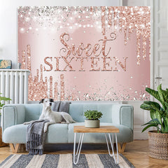 Lofaris Rose Gold Bokeh Diamond Sweet Sixteen Birthday Backdrop