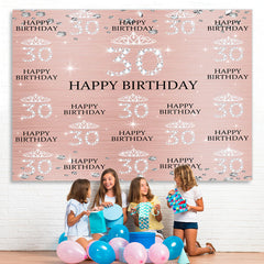 Lofaris Rose Gold Diamond Crown Happy 30th Birthday Backdrop