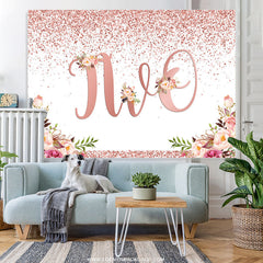 Lofaris Rose Gold Dots And Flowers Happy 2Nd Birthday Backdrop