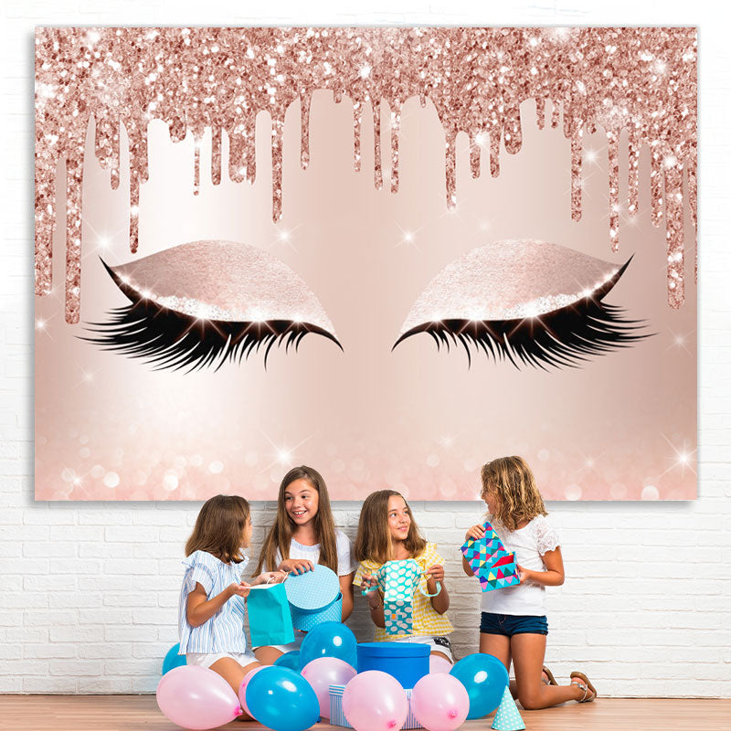 Lofaris Rose Gold Glitter Bokeh Pretty Eyes Backdrop for Girl
