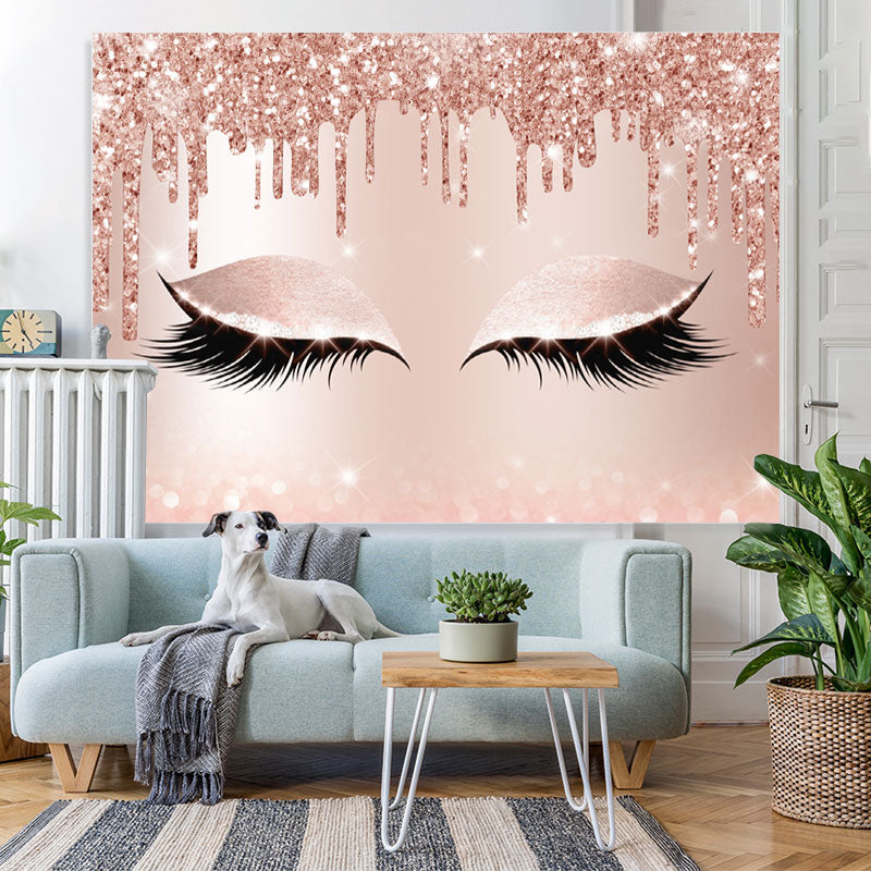 Lofaris Rose Gold Glitter Bokeh Pretty Eyes Backdrop for Girl