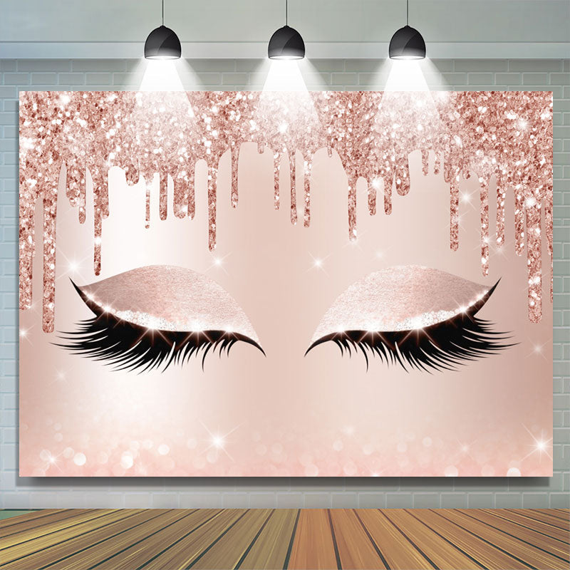 Lofaris Rose Gold Glitter Bokeh Pretty Eyes Backdrop for Girl