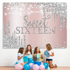 Lofaris Rose Gold Pink and Silver Bokeh Sweet Sixteen Backdrop