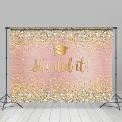 Lofaris Rose Gold She Did It Happy Graduation Backdrop