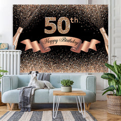 Lofaris Rose Holden Black Glitter Happy 50Th Birthday Backdrop