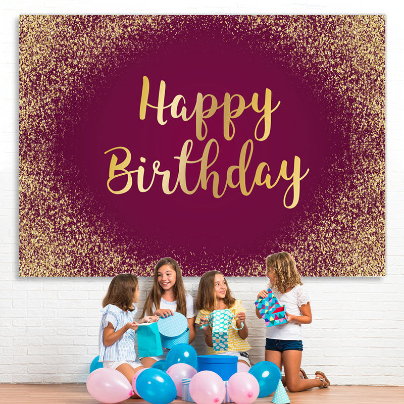 Lofaris Rose Pink And Glitter Gold Happy Birthday Backdrop