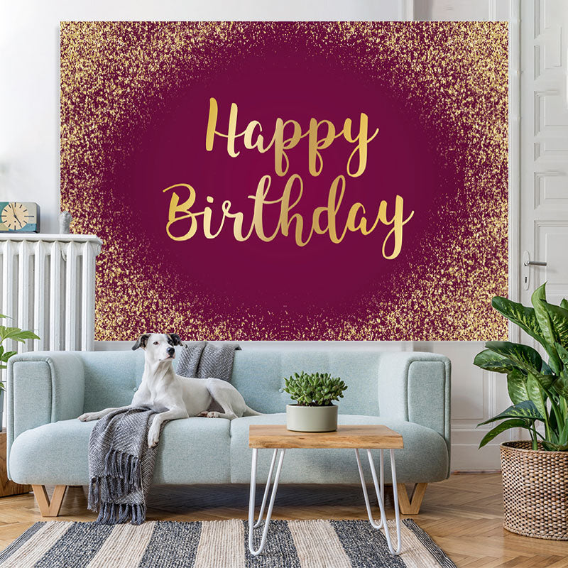 Lofaris Rose Pink And Glitter Gold Happy Birthday Backdrop