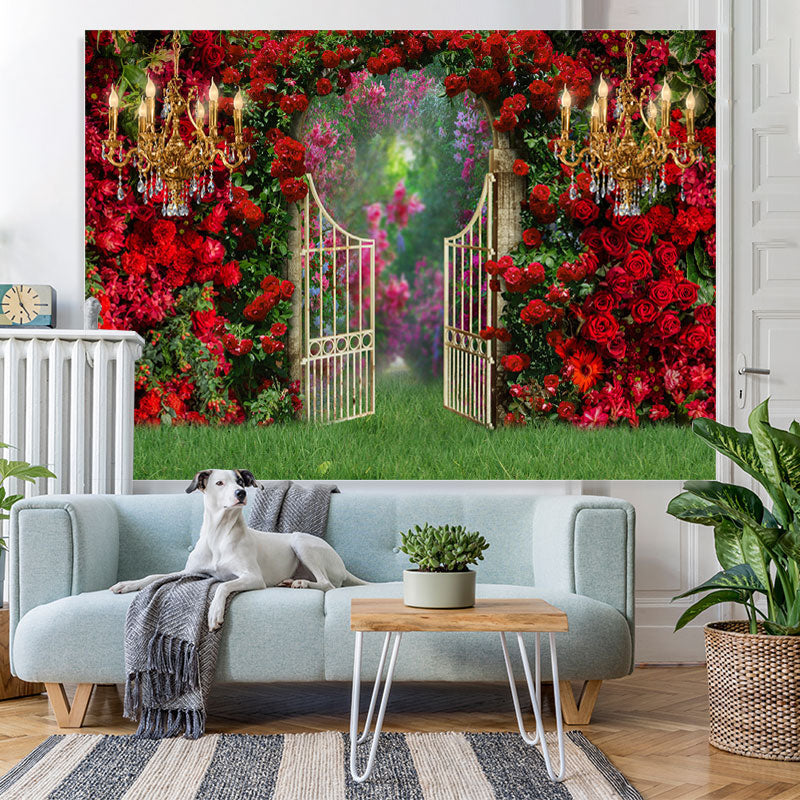 Lofaris Roses Leavels Garden Door With Gorgeous Light Backdrop