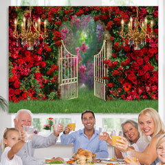 Lofaris Roses Leavels Garden Door With Gorgeous Light Backdrop