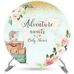 Navy Blue Our Little Prince Round Baby Shower Backdrop