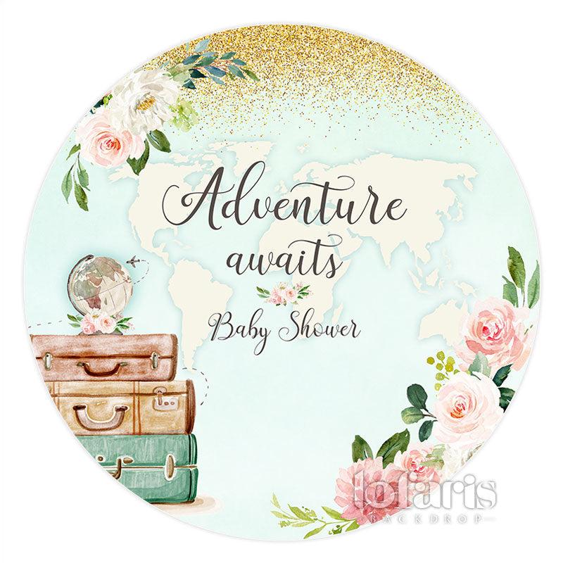 Lofaris Round Adventure Awaits Spring Baby Shower Backdrop