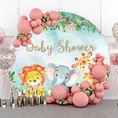 Blue Pink Teddy Bear Theme Round Baby Shower Backdrop