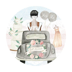 Lofaris Round Black Girl Car Floral Party Backdrop For Wedding