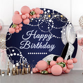 Lofaris Round Blue And Silver Pearl Happy Birthday Backdrop