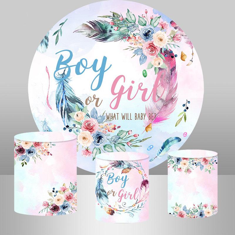 Lofaris Round Cute What Will Baby Be Shower Backdrop