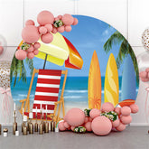 Lofaris Round Cartoon Beach Vacation Surfing Summer Backdrop