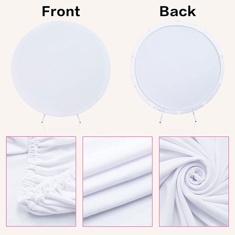 Lofaris Round Fabric White Backdrop with Iron Arch Stand for Party Decor