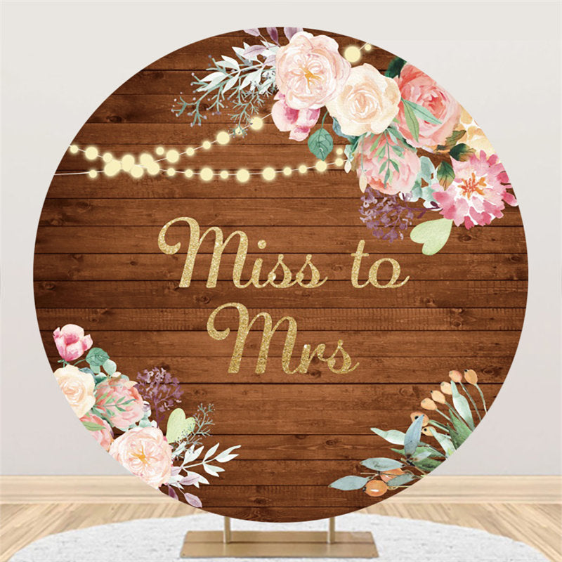 Lofaris Round Floral Glitter Wooden Adorable Sweet Wedding Backdrop