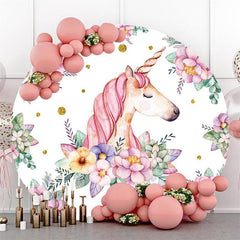 Round Pink And Grey Elephant Theme Baby Shower Backdrop