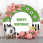 Lofaris Round Football With Black-White Stripe Birthday Backdrop