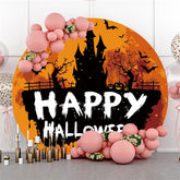 Lofaris Round Funny Pumpkin Castle Trunk Happy Halloween Backdrop