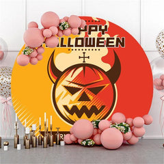 Pink Elephant And Balloon Round Girls Birthday Backdrop