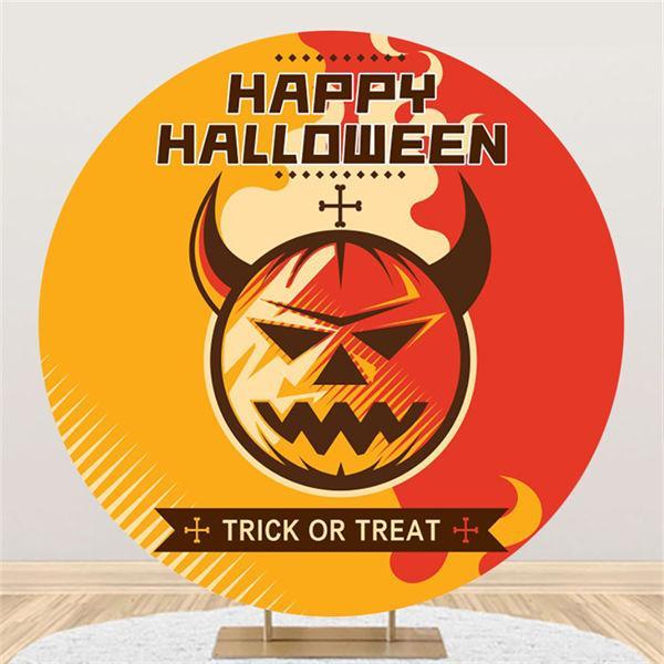 Lofaris Round Funny Pumpkin Happy Helloween Backdrop For Party