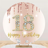 Lofaris Round Glitter Pink Diamond Happy 18th Birthday Backdrop