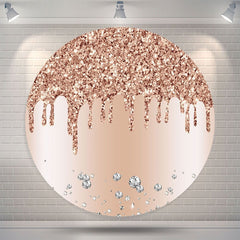 Pink Flower And Wooden Happy Birthday Circle Backdrop